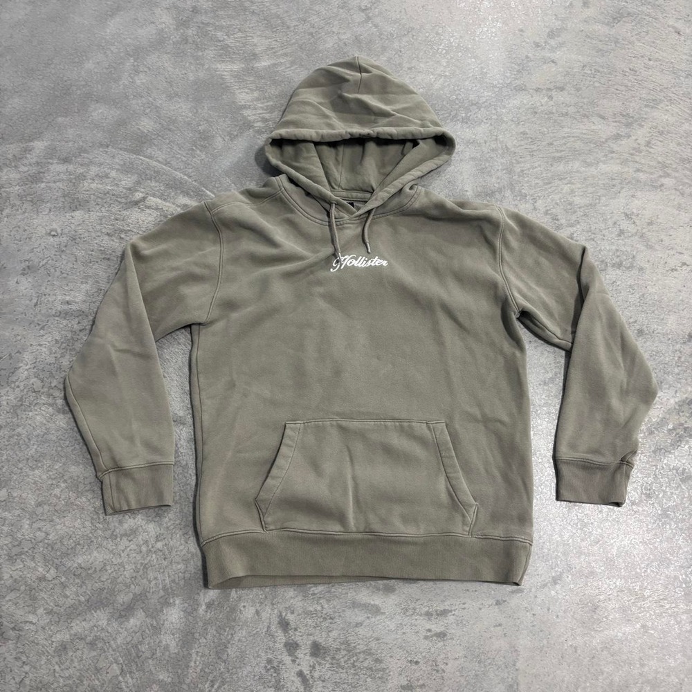 Hollister Co. Green & Tan Hoodie Mens Medium Embroidered Logo